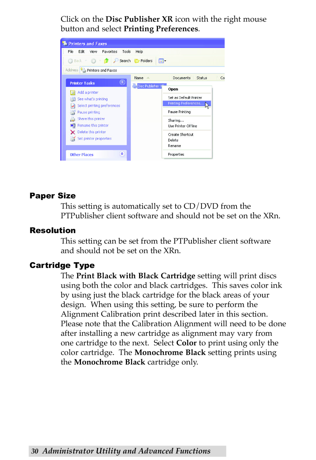 Primera Technology DP-XRn user manual Paper Size, Resolution, Cartridge Type 