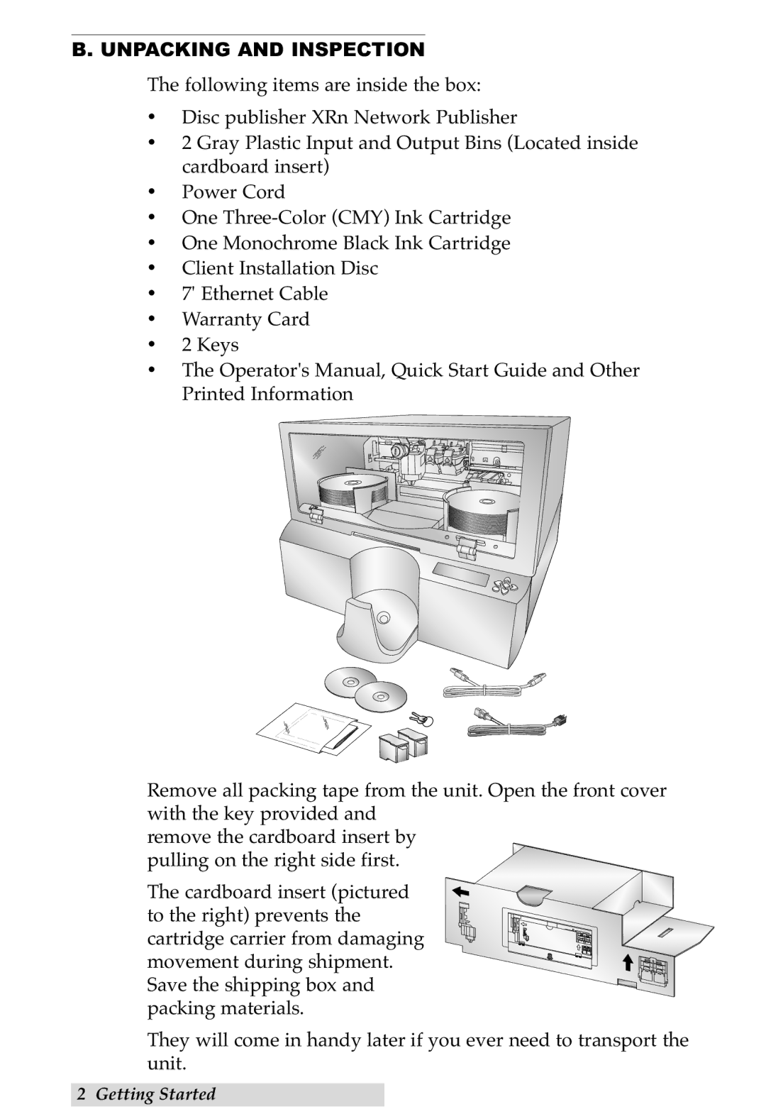 Primera Technology DP-XRn user manual Unpacking and Inspection 