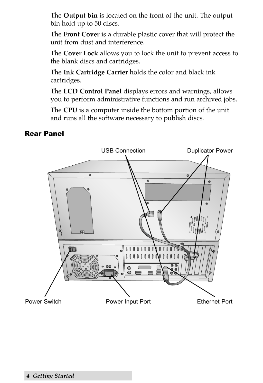 Primera Technology DP-XRn user manual Rear Panel 