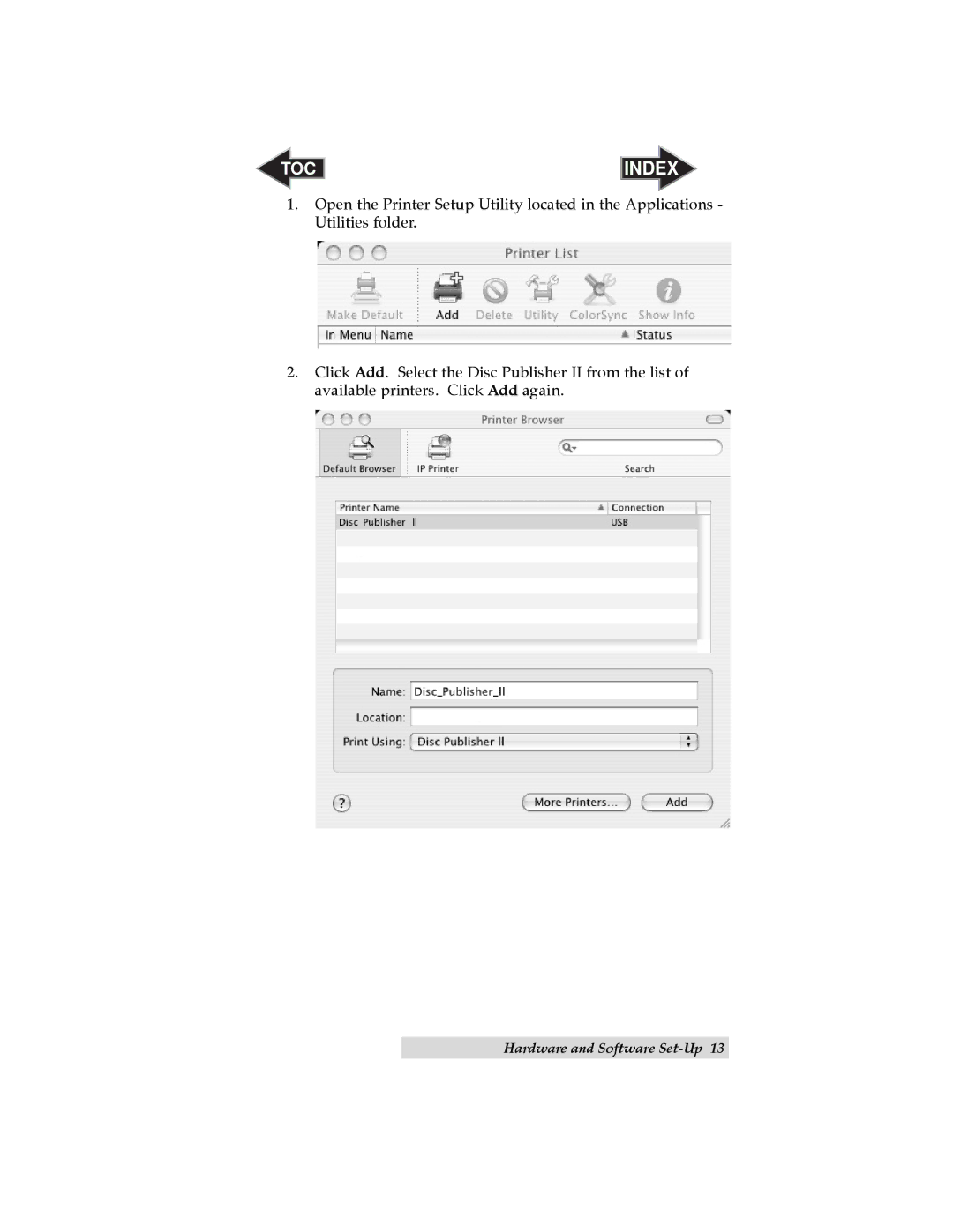 Primera Technology II user manual TOC Index 