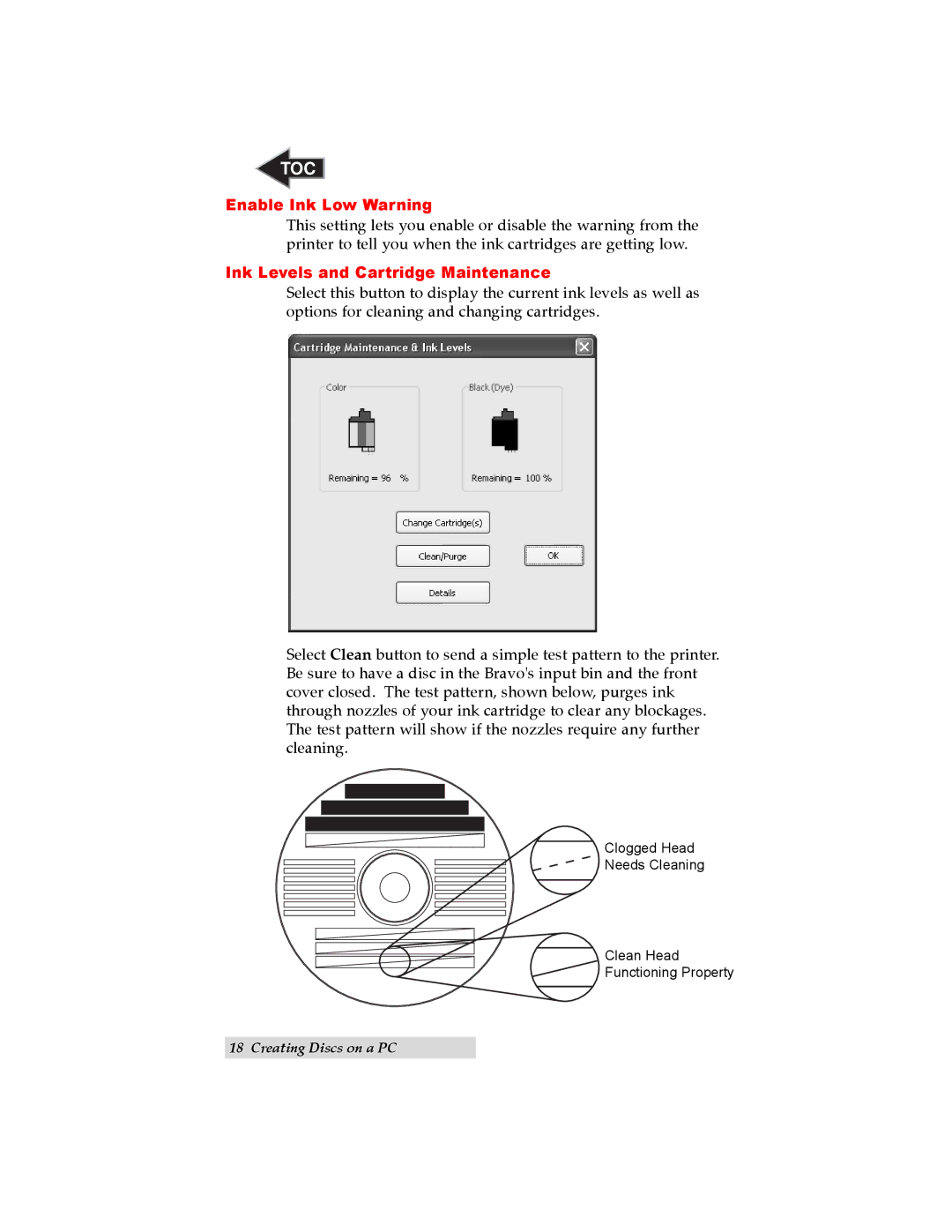 Primera Technology II user manual Enable Ink Low Warning 