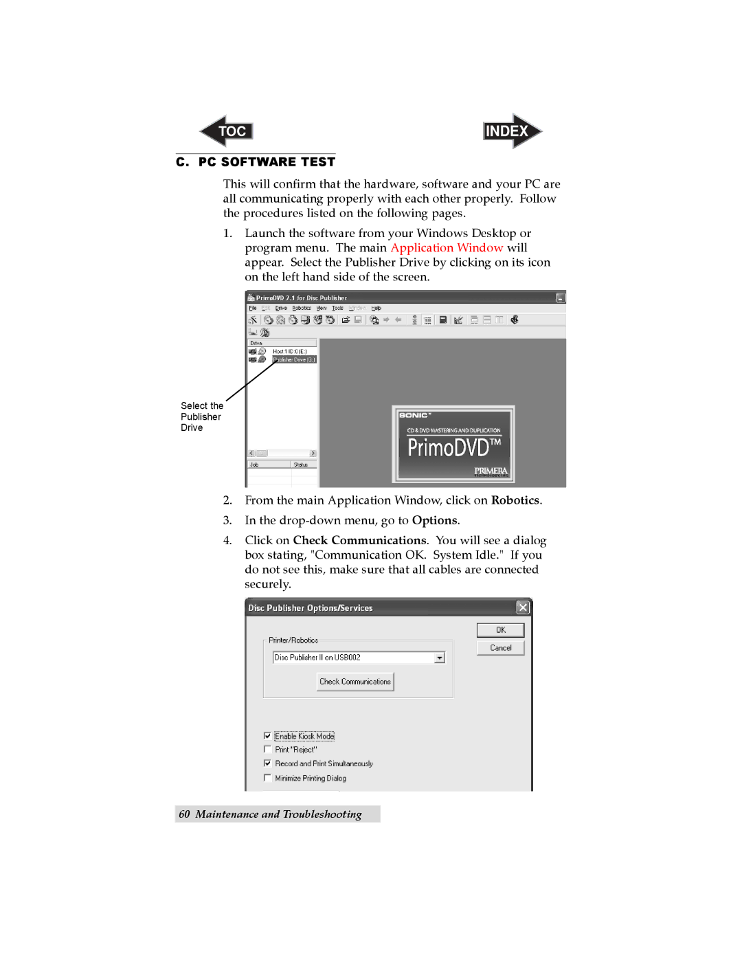 Primera Technology II user manual PC Software Test 