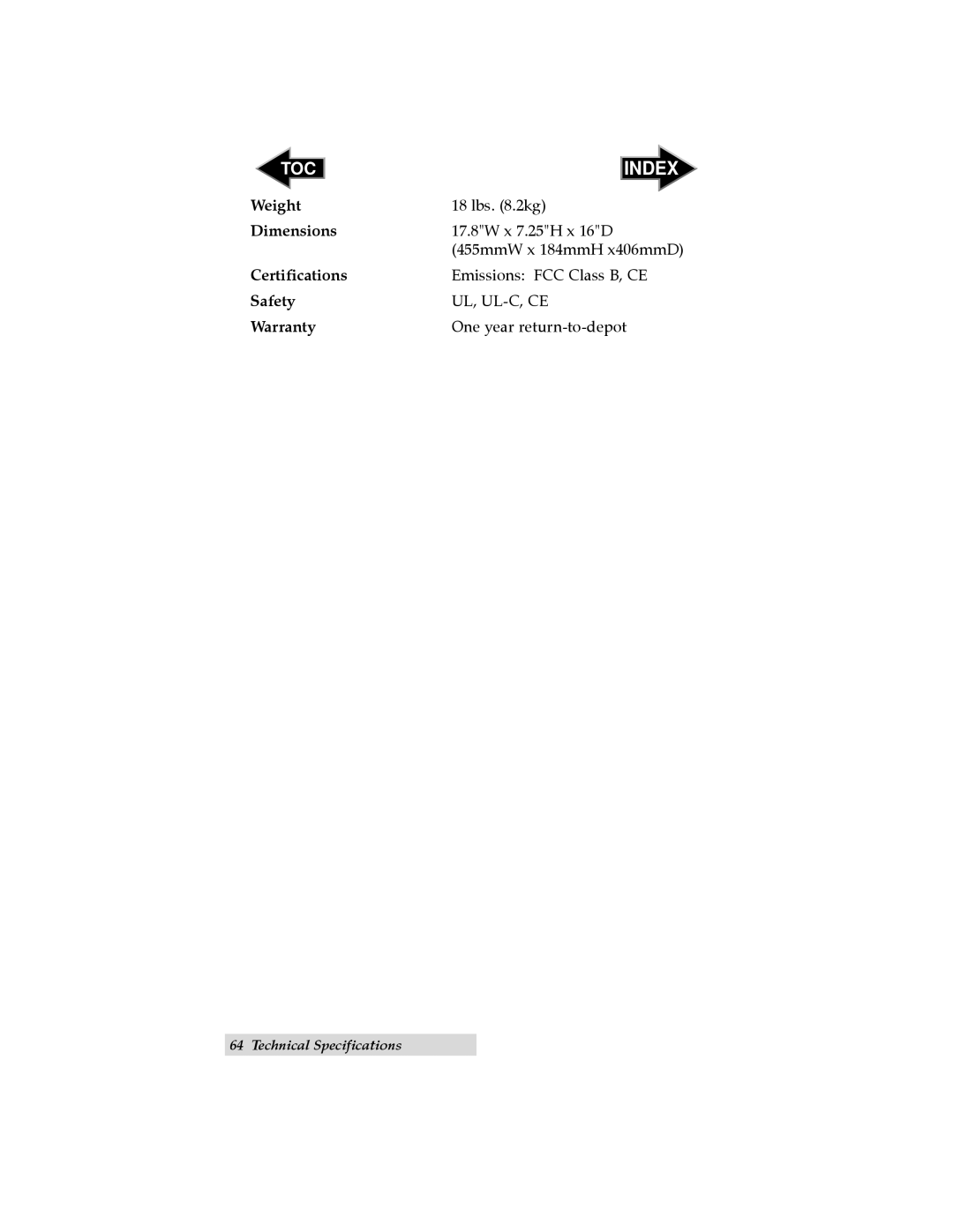 Primera Technology II user manual Weight, Dimensions, Certifications, Safety, Warranty 