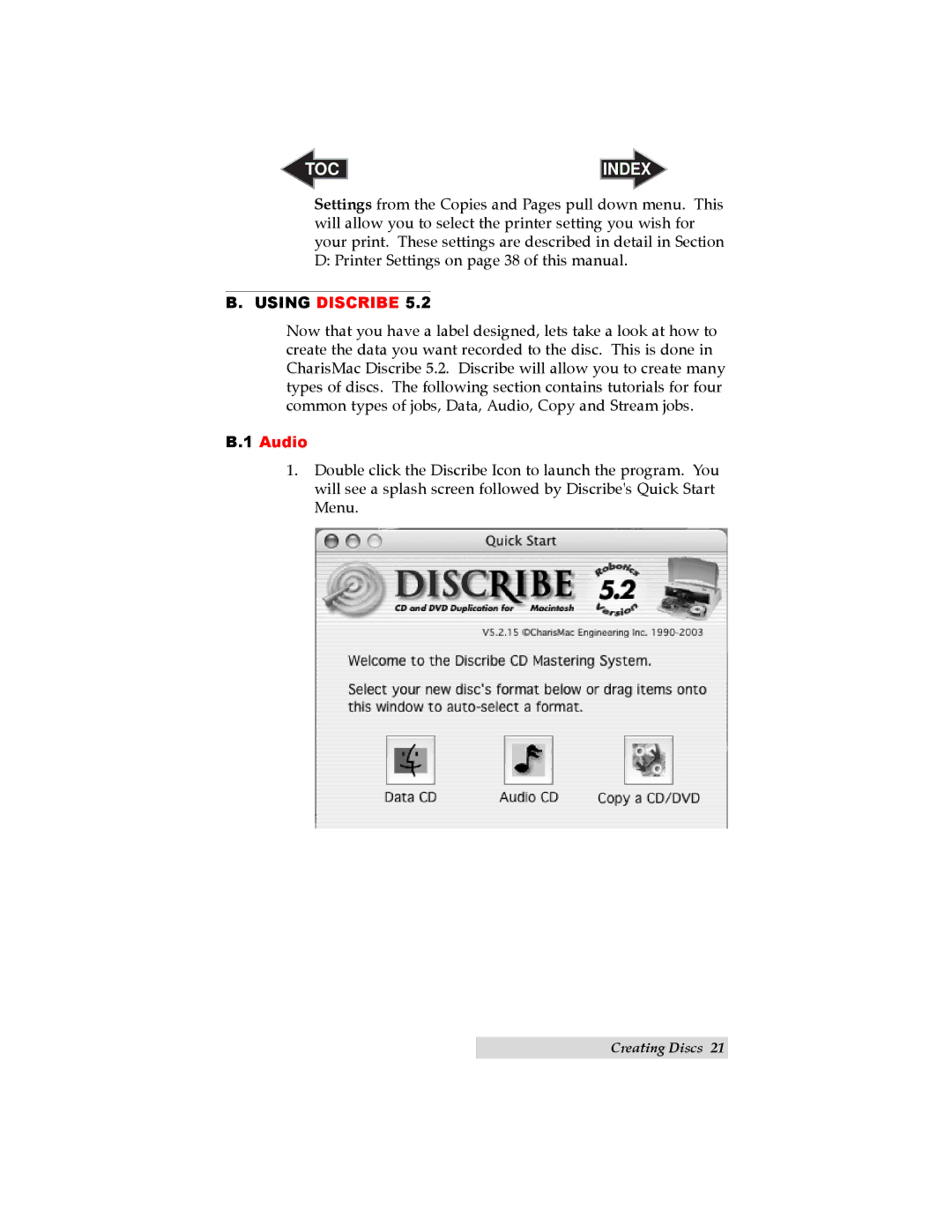 Primera Technology II user manual Using Discribe, Audio 