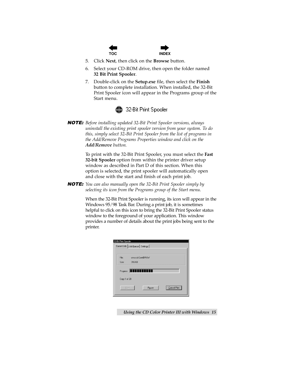 Primera Technology manual Using the CD Color Printer III with Windows 