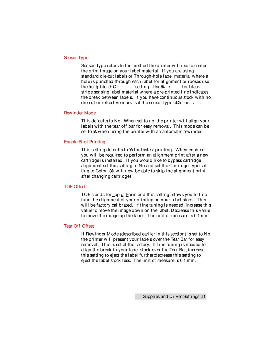 Primera Technology LX 810 user manual Sensor Type 