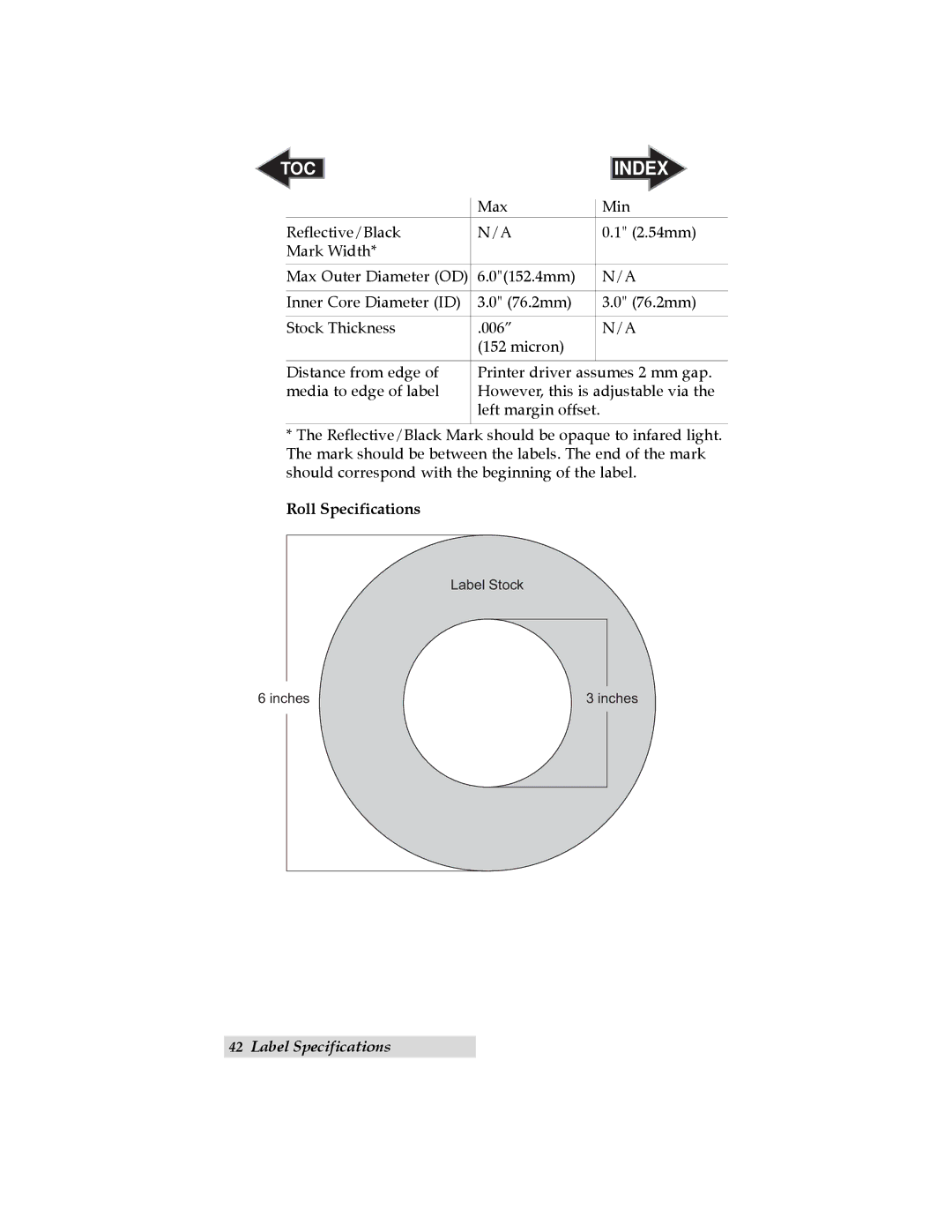 Primera Technology LX 810 user manual Roll Specifications 