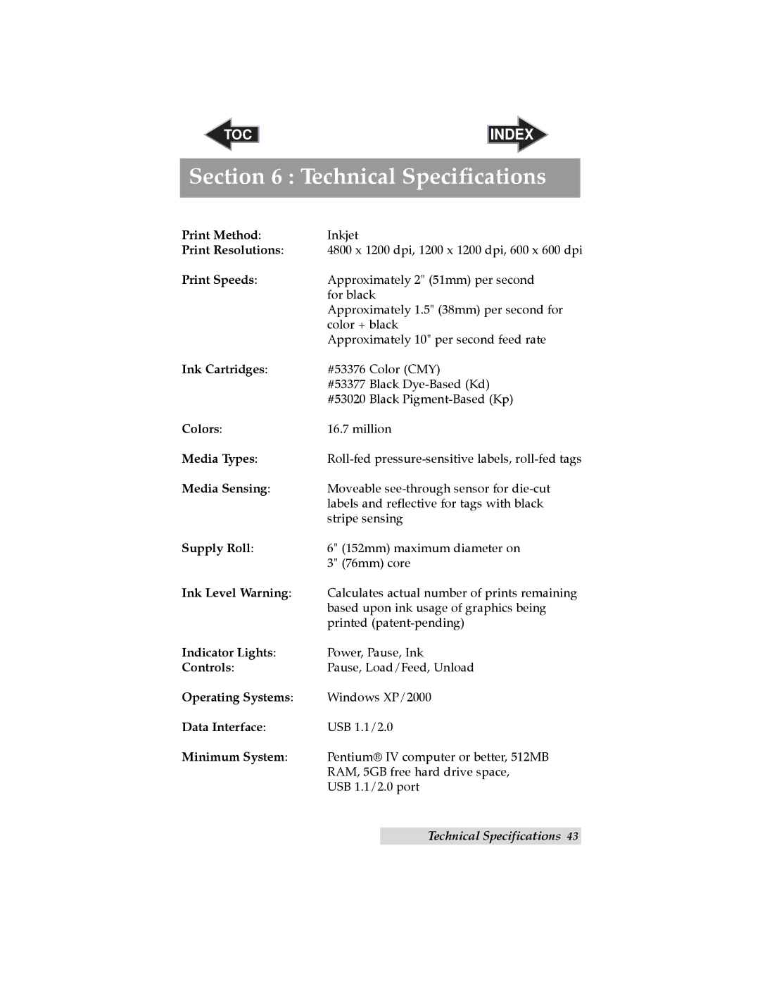 Primera Technology LX 810 user manual Technical Specifications, Print Speeds 