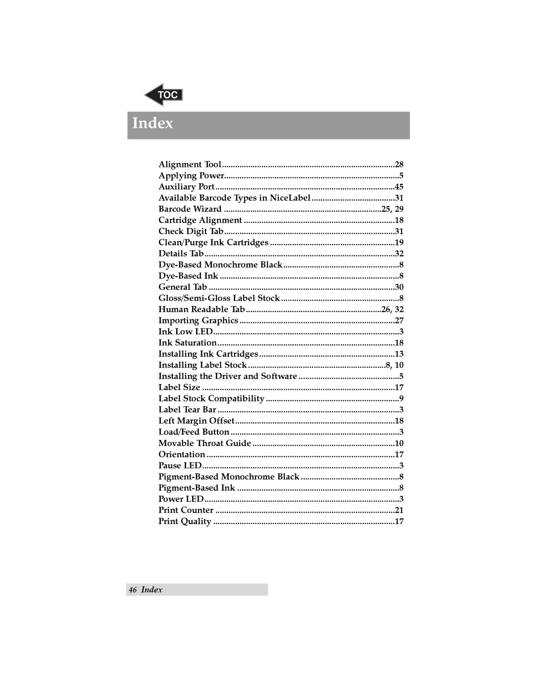 Primera Technology LX 810 user manual Index 