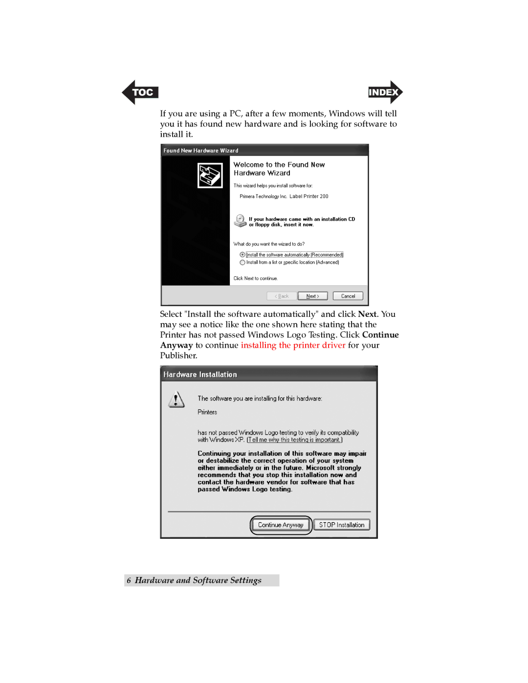 Primera Technology LX200 user manual Toc 