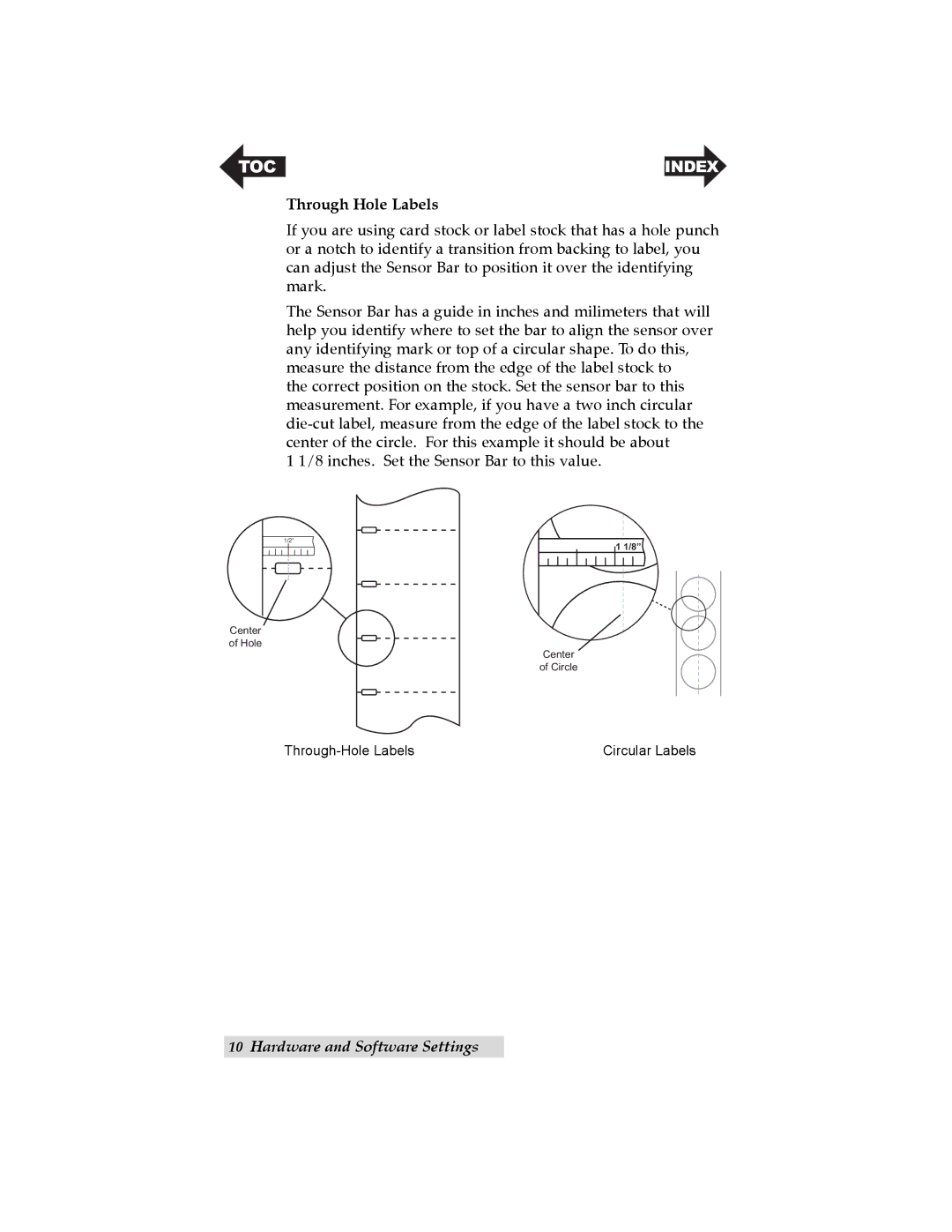 Primera Technology LX200 user manual Through Hole Labels 