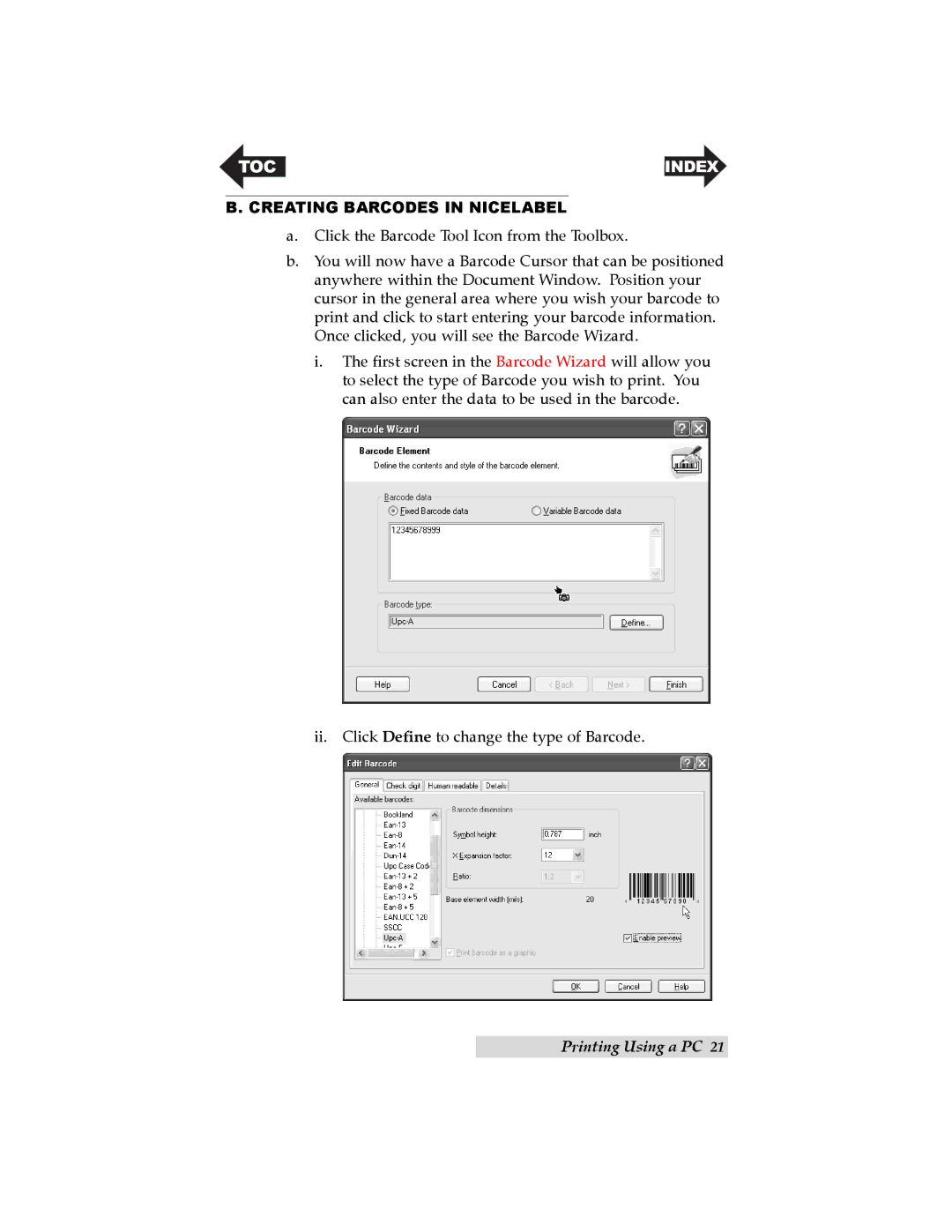 Primera Technology LX200 user manual Creating Barcodes in Nicelabel 