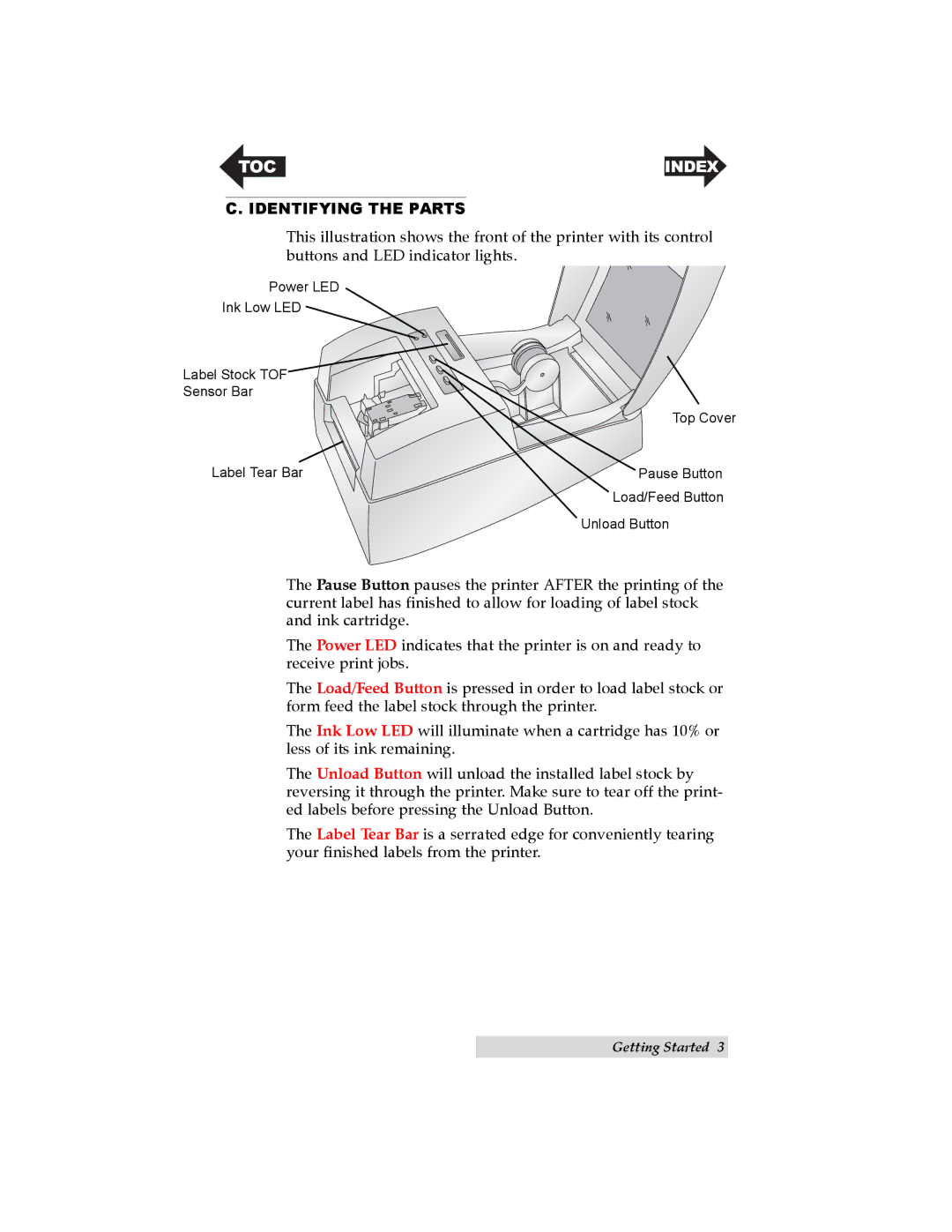 Primera Technology LX200 user manual Identifying the Parts 