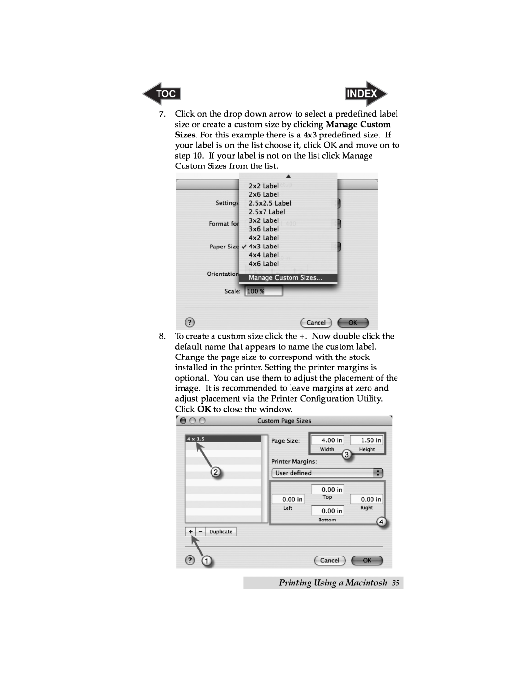 Primera Technology LX400 user manual Index, Printing Using a Macintosh 