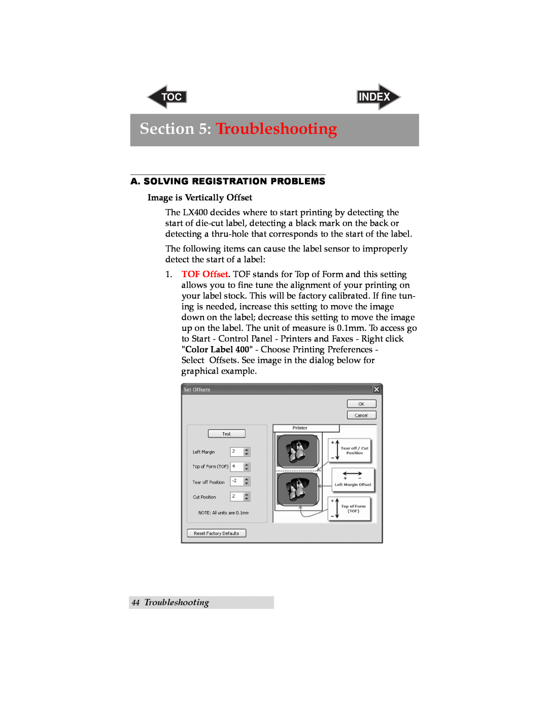 Primera Technology LX400 user manual Troubleshooting, A. Solving Registration Problems, Index 