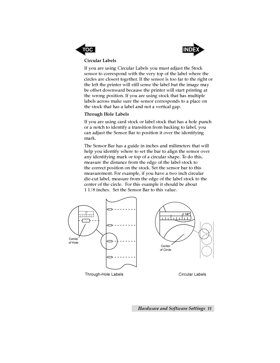 Primera Technology LX400 user manual Circular Labels, Through Hole Labels 