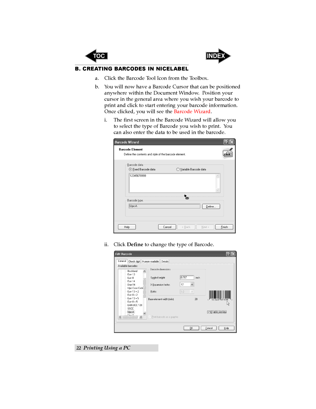 Primera Technology LX400 user manual Creating Barcodes in Nicelabel 