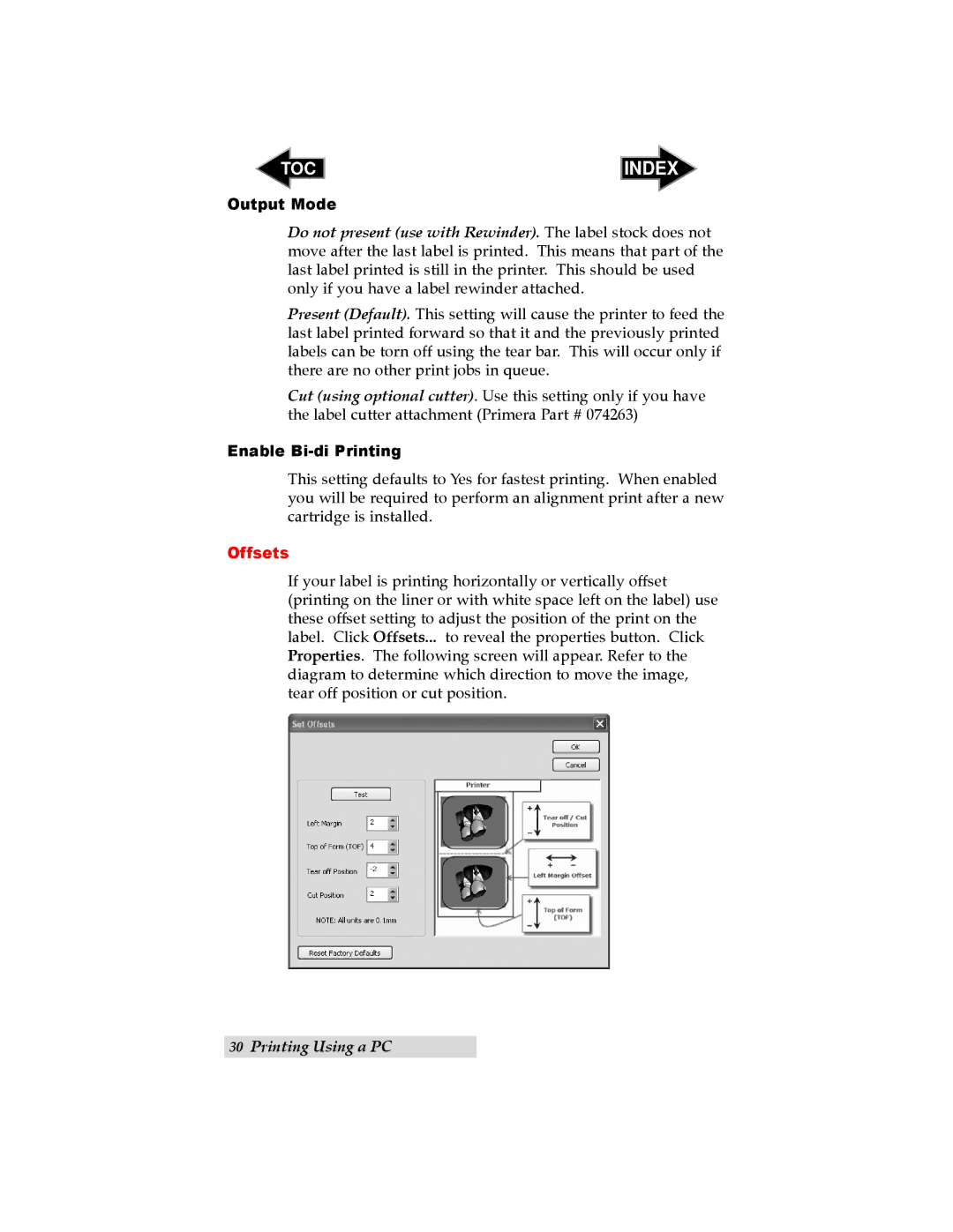 Primera Technology LX400 user manual Output Mode, Enable Bi-di Printing 