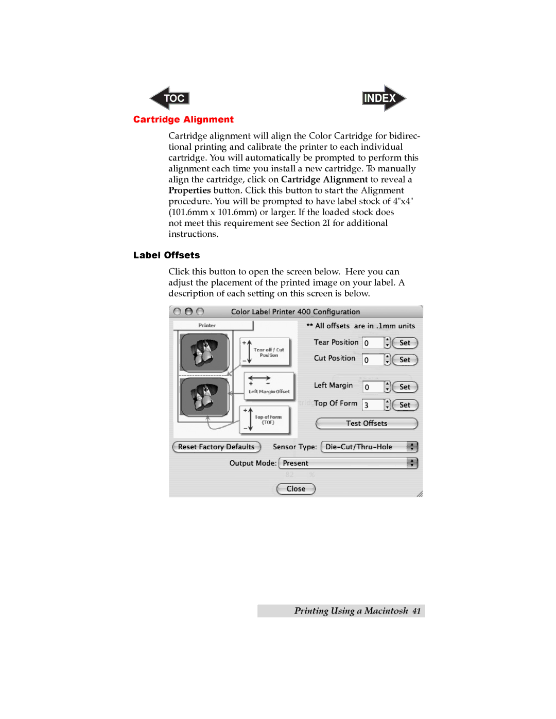 Primera Technology LX400 user manual Label Offsets 