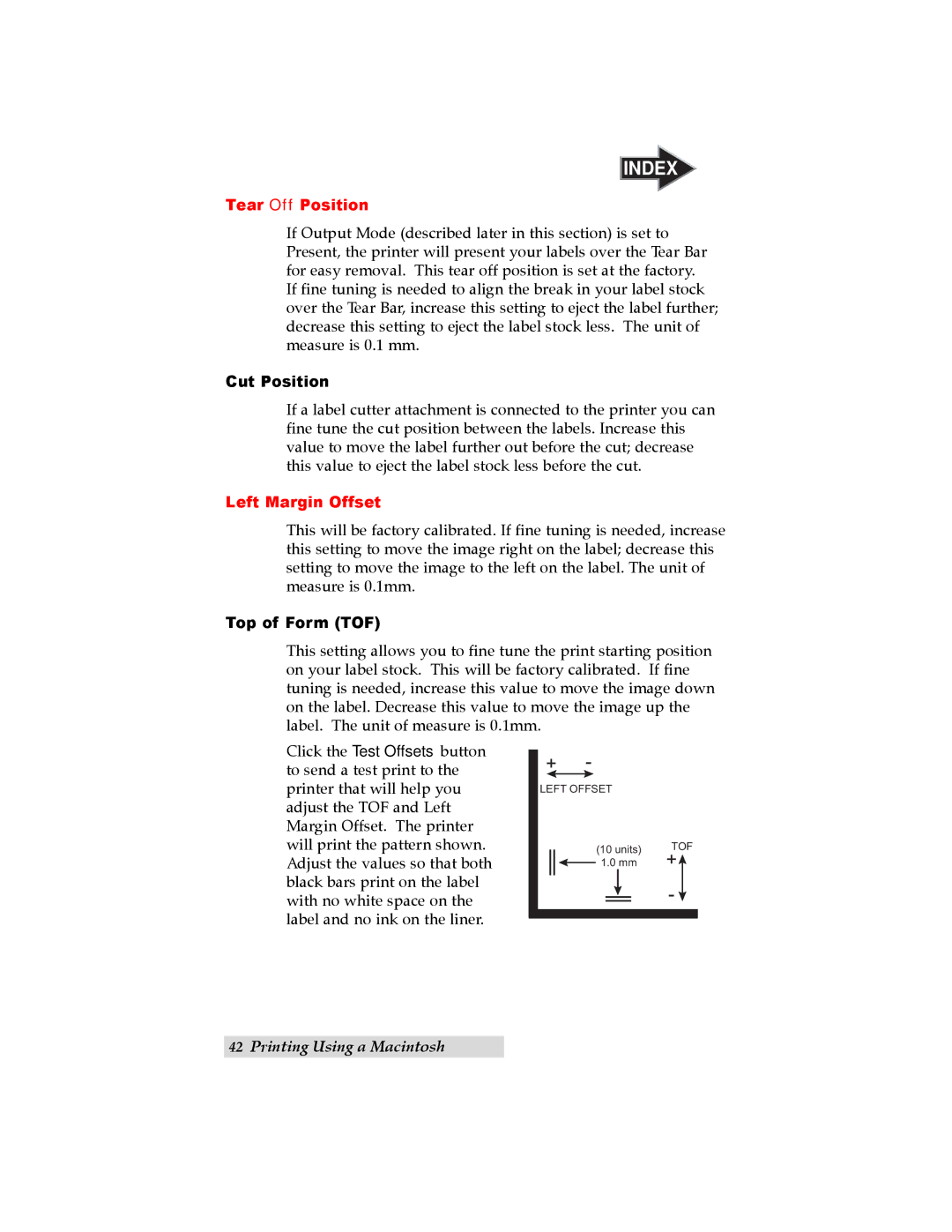 Primera Technology LX400 user manual Tear Off Position 