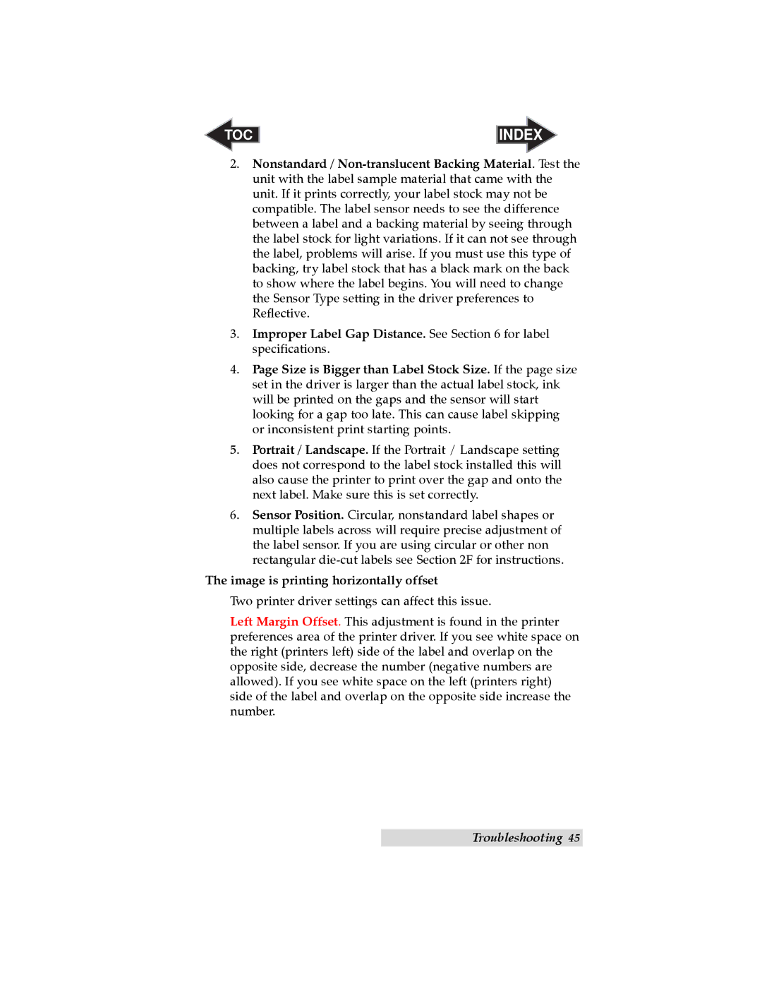 Primera Technology LX400 user manual Image is printing horizontally offset 