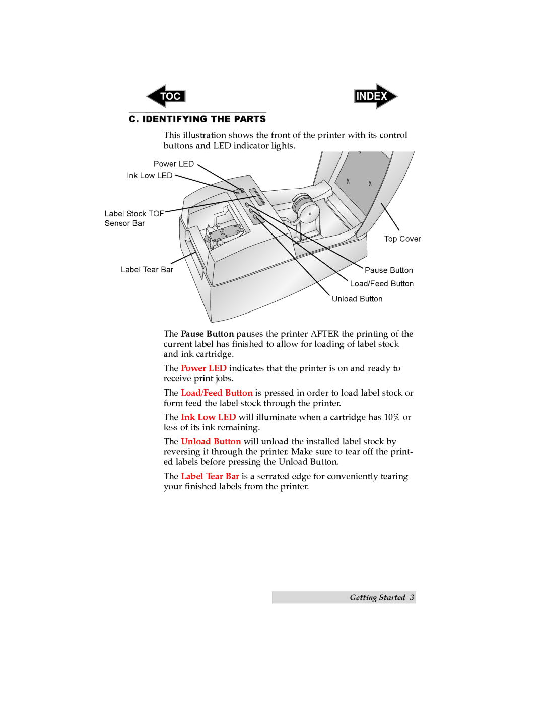 Primera Technology LX400 user manual Identifying the Parts 