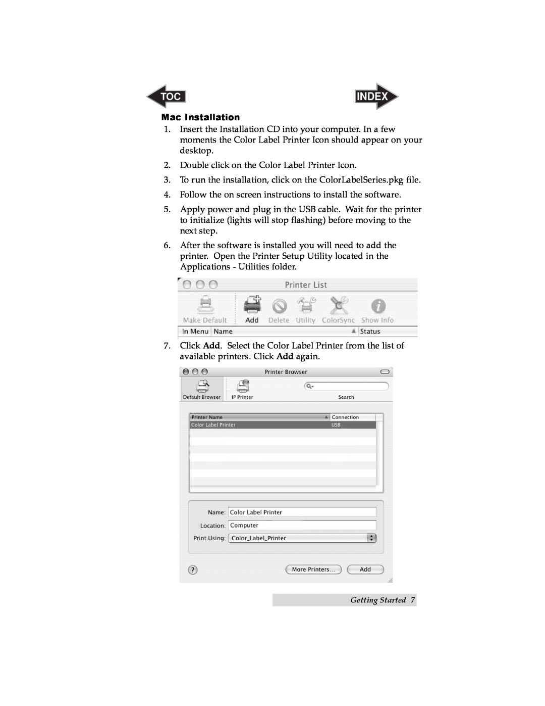 Primera Technology LX800 user manual Index, Mac Installation 
