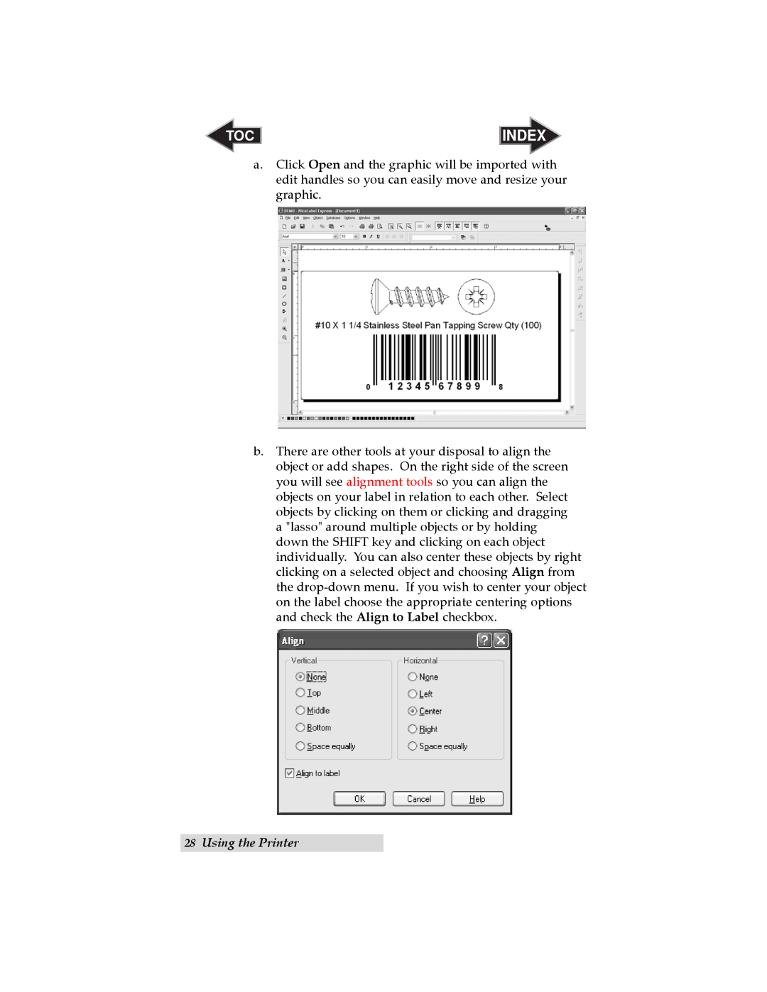 Primera Technology LX800 user manual Index, Using the Printer 