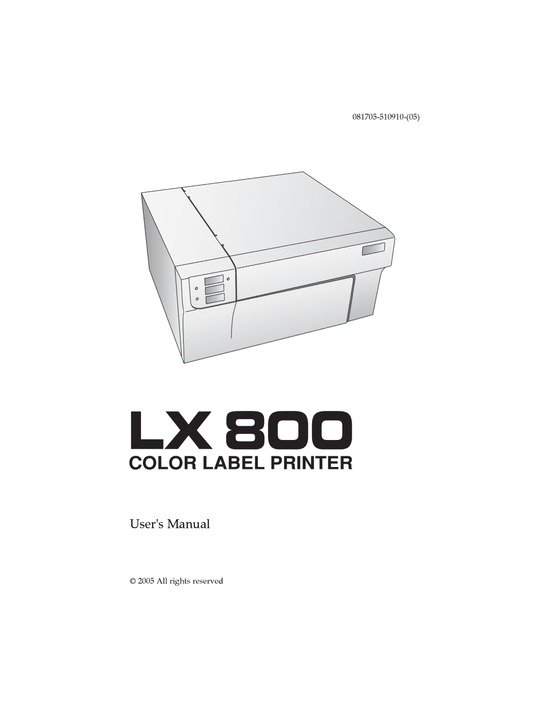 Primera Technology LX800 user manual All rights reserved 