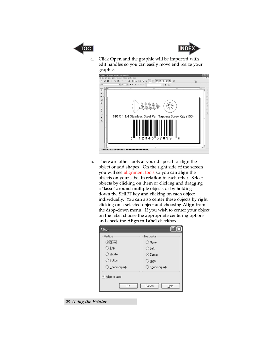 Primera Technology LX800 user manual TOC Index 