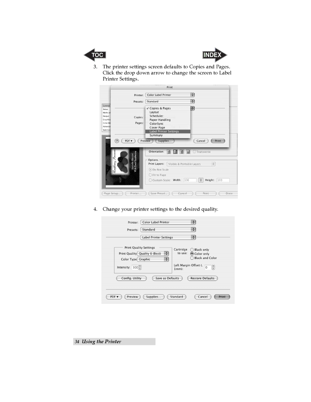 Primera Technology LX800 user manual TOC Index 