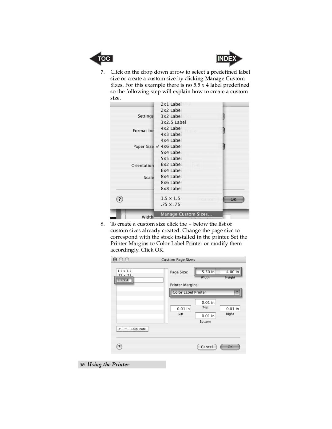 Primera Technology LX800 user manual TOC Index 