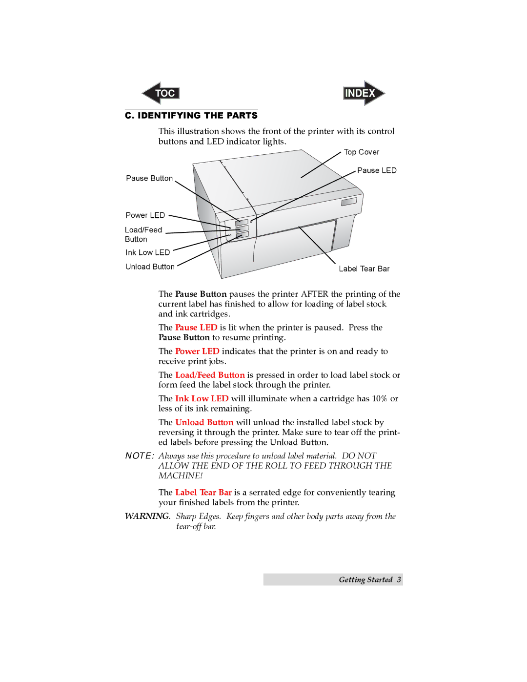 Primera Technology LX800 user manual Identifying the Parts 