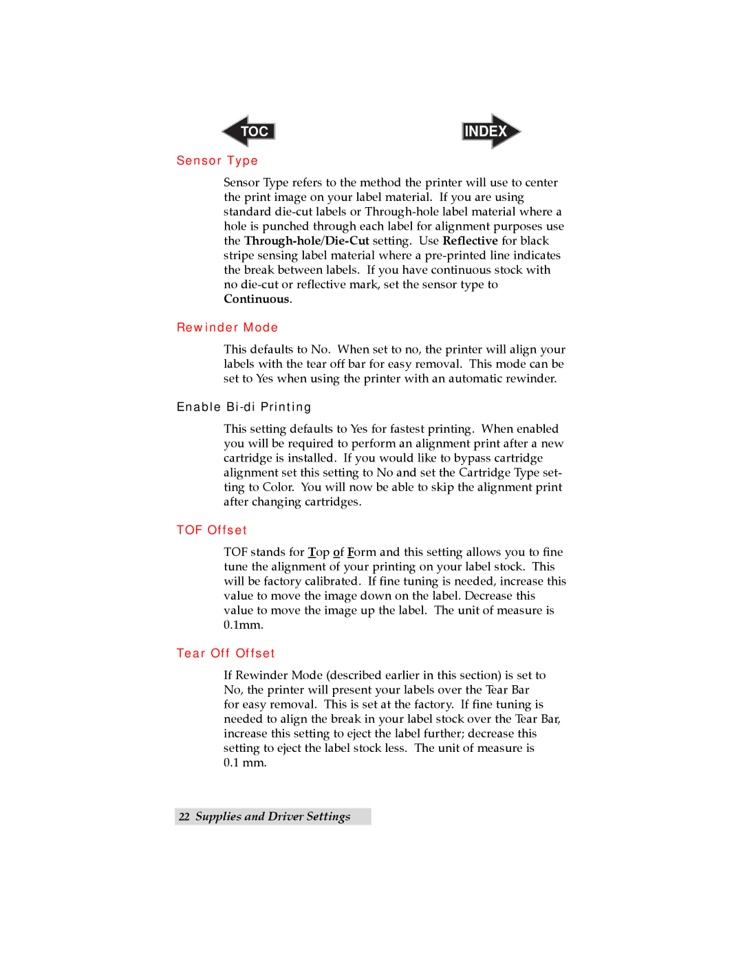 Primera Technology LX810 user manual Sensor Type, Enable Bi-di Printing 