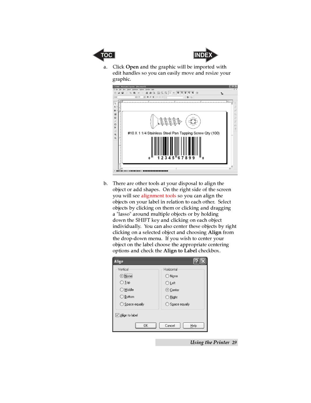 Primera Technology LX810 user manual TOC Index 