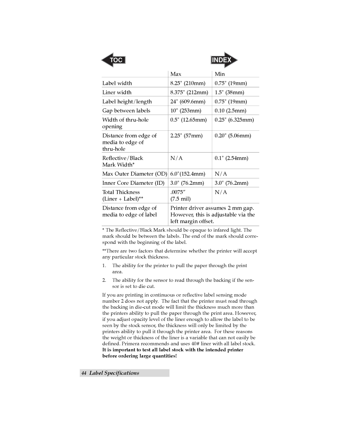 Primera Technology LX810 user manual Index 