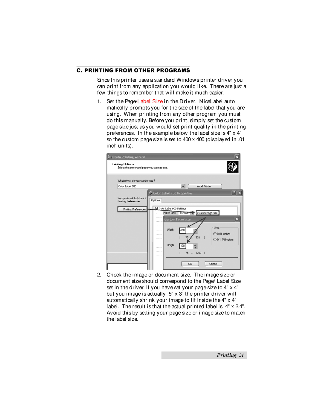 Primera Technology LX900 user manual Printing from Other Programs 