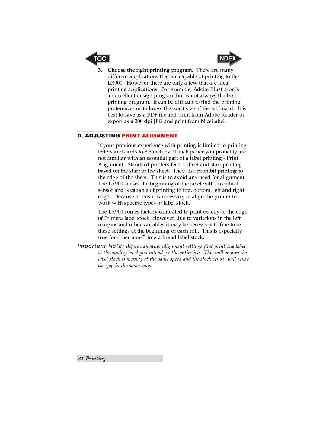 Primera Technology LX900 user manual Adjusting Print Alignment 