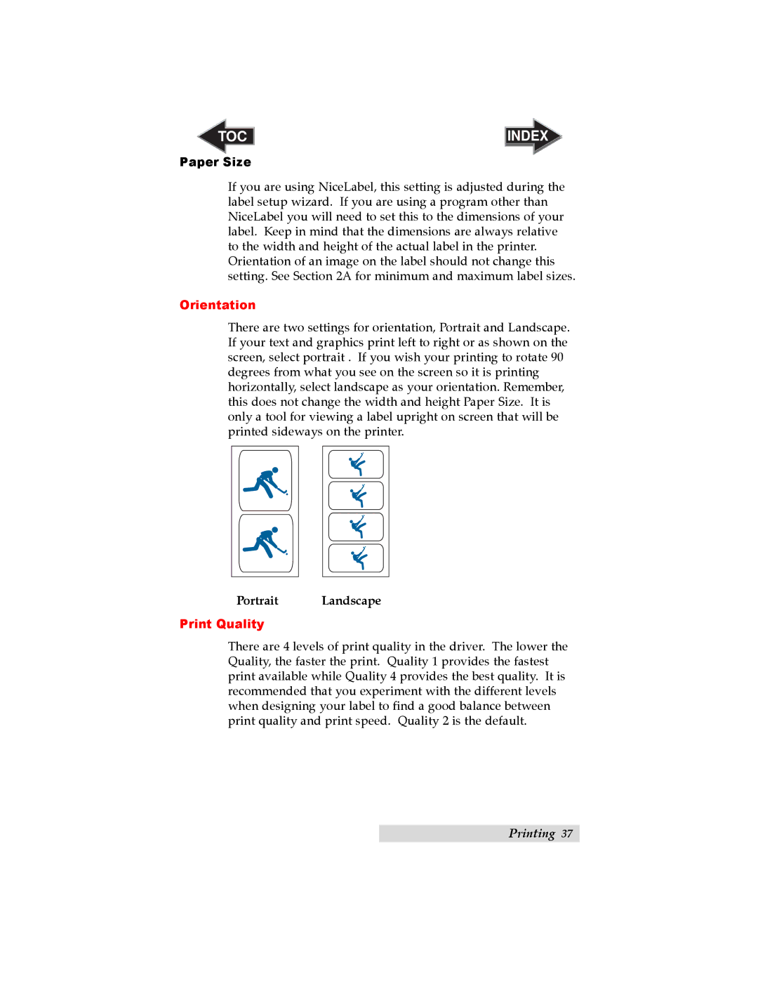 Primera Technology LX900 user manual Paper Size, Portrait Landscape 