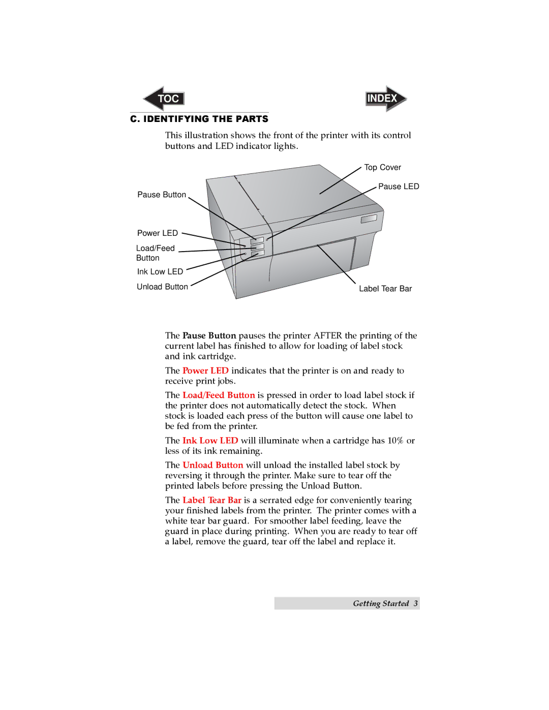 Primera Technology LX900 user manual Identifying the Parts 