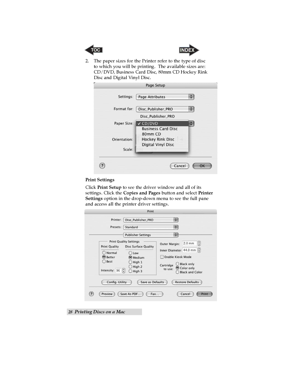 Primera Technology Optical Disc Printing System user manual Print Settings 