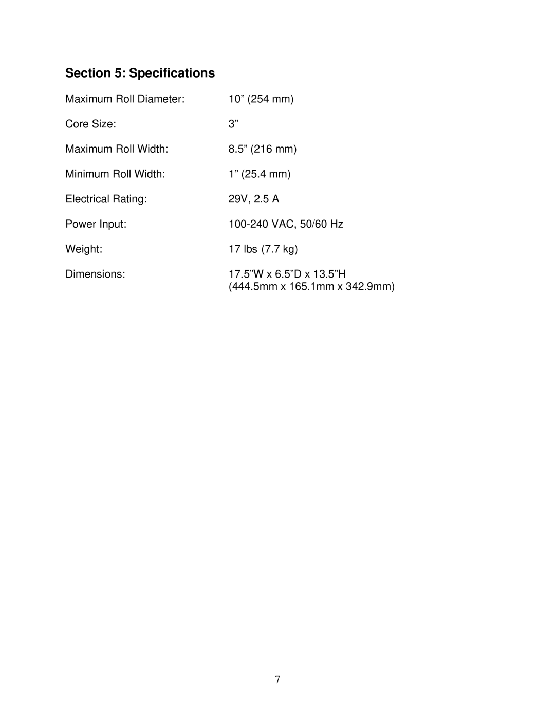 Primera Technology RW-12 quick start Specifications 