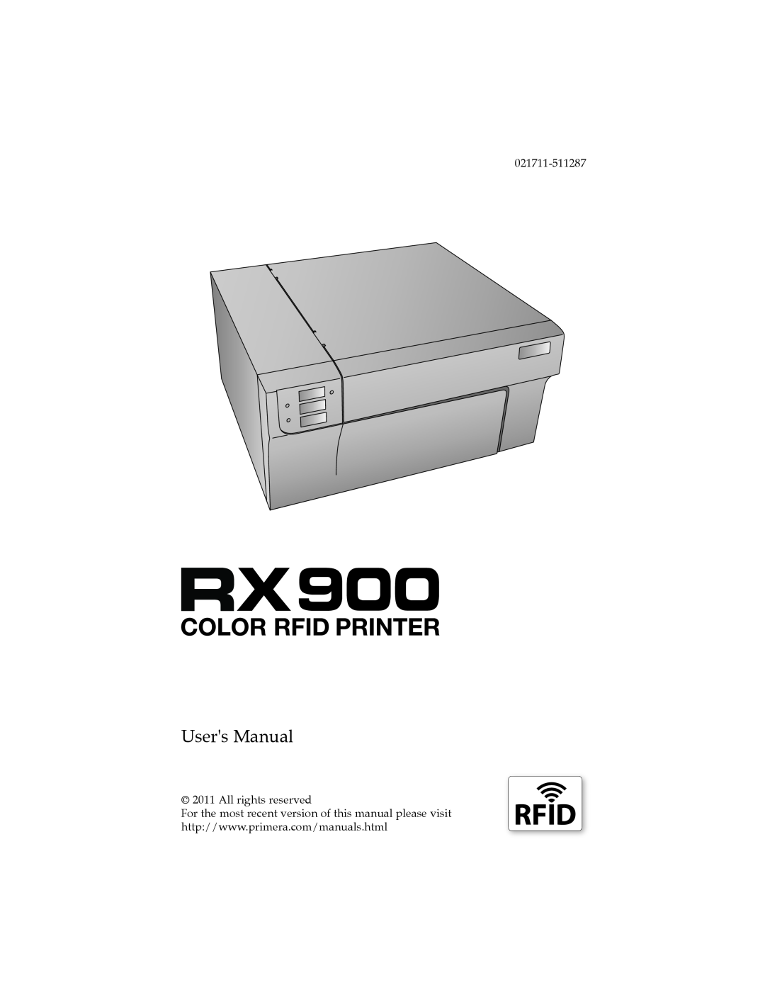 Primera Technology RX900 user manual Users Manual, 021711-511287, All rights reserved 