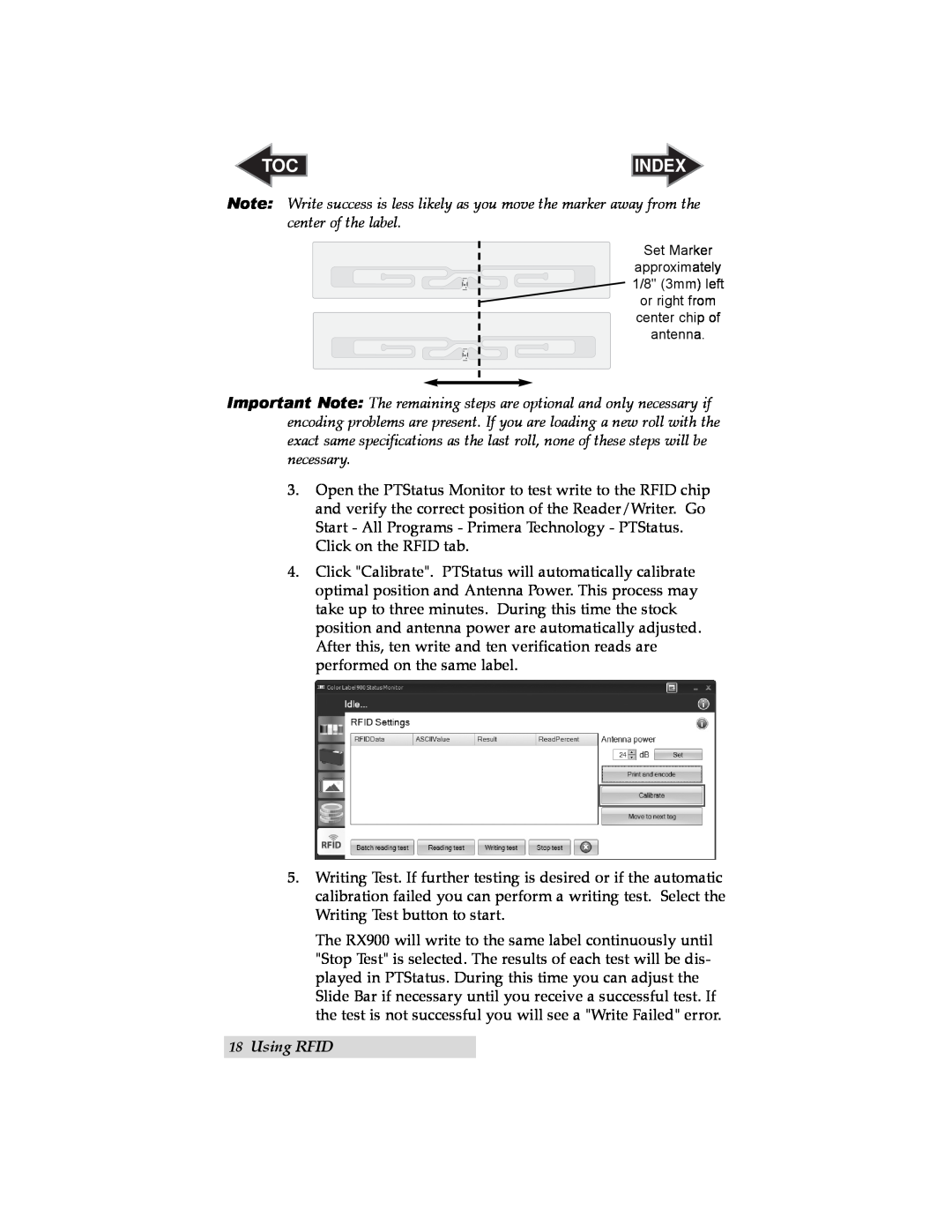 Primera Technology RX900 user manual Using RFID, Index 