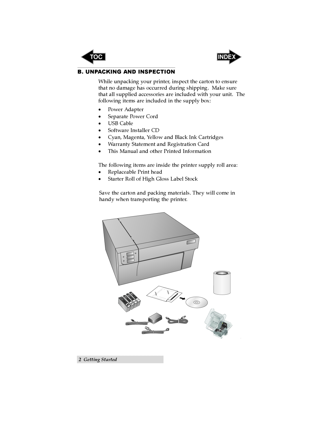 Primera Technology RX900 user manual B. Unpacking And Inspection, Index 