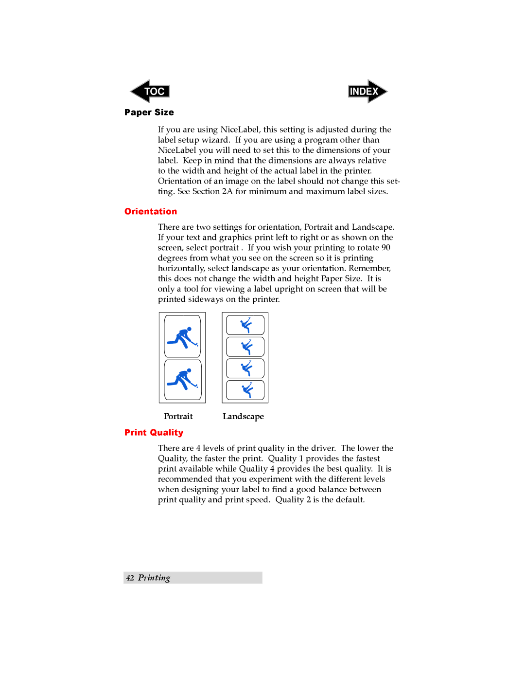 Primera Technology RX900 user manual Paper Size, Portrait Landscape 