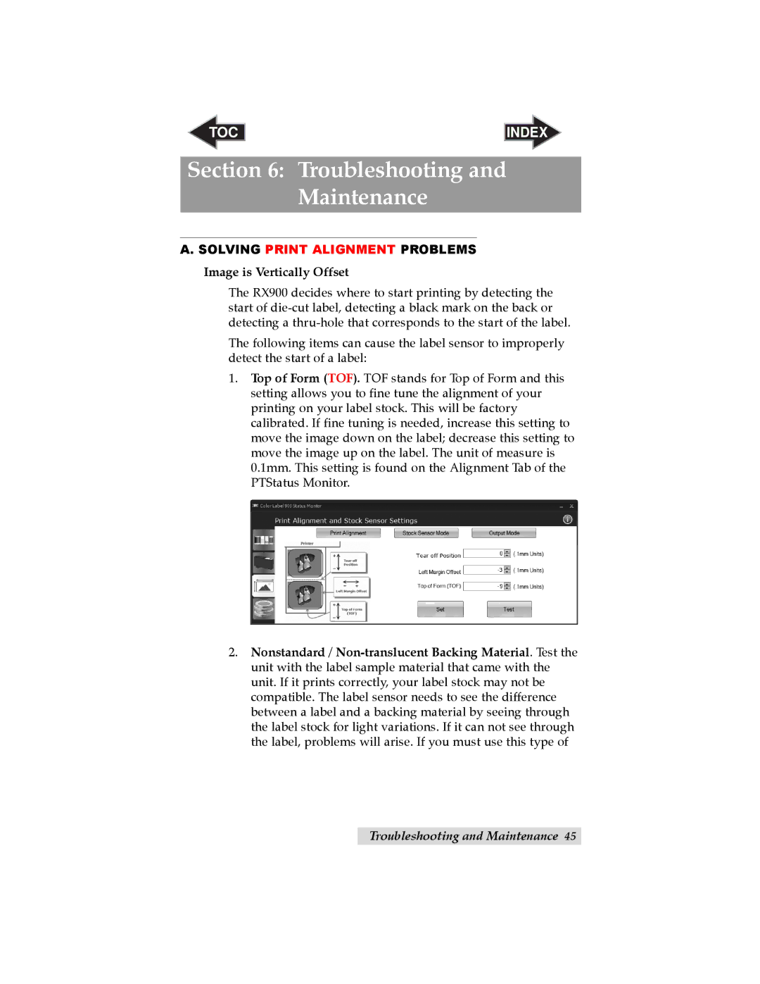 Primera Technology RX900 Troubleshooting and Maintenance, Solving Print Alignment Problems, Image is Vertically Offset 