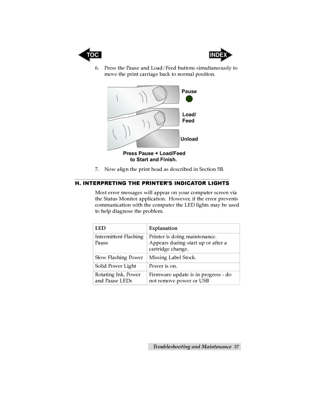 Primera Technology RX900 user manual Interpreting the PRINTER’S Indicator Lights, Explanation 