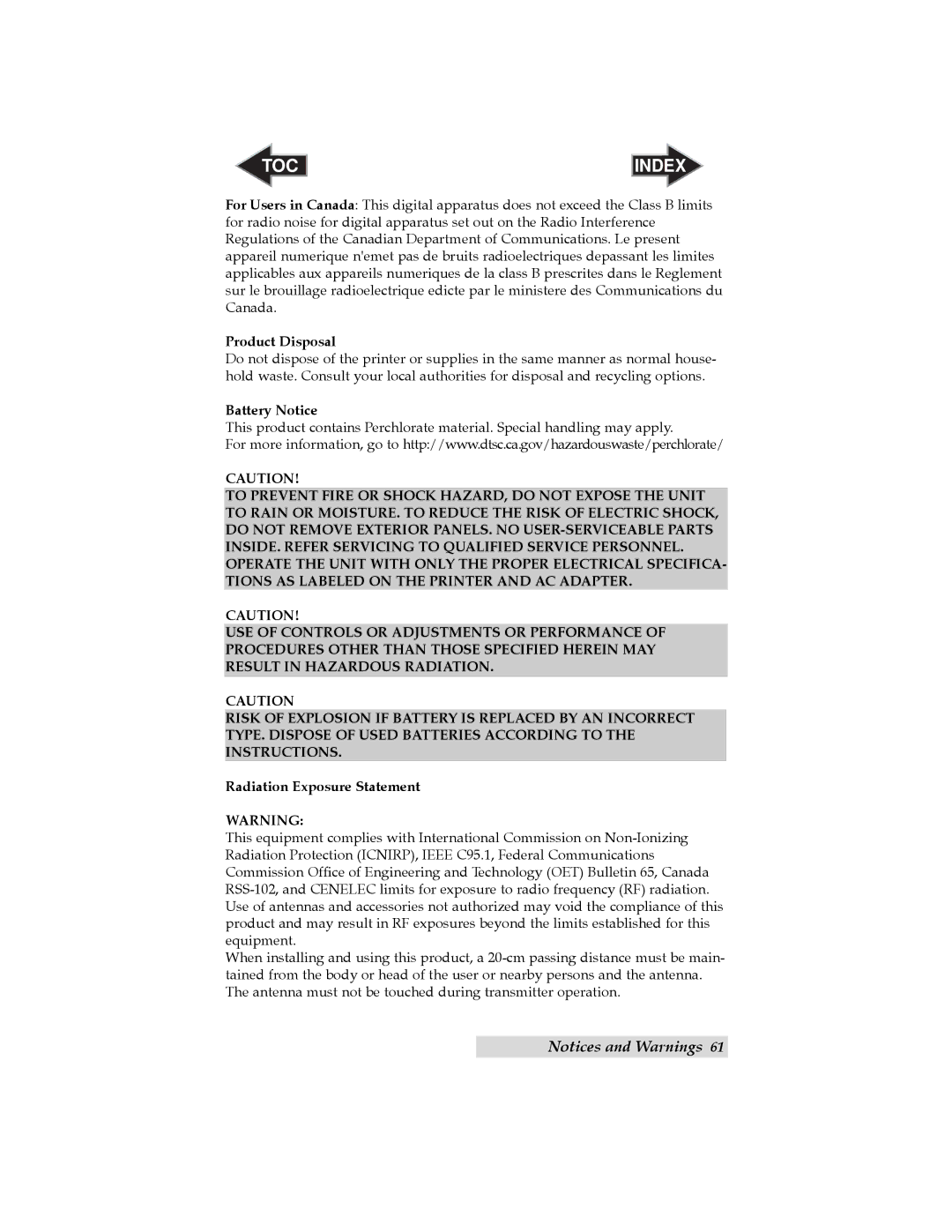 Primera Technology RX900 user manual Battery Notice 