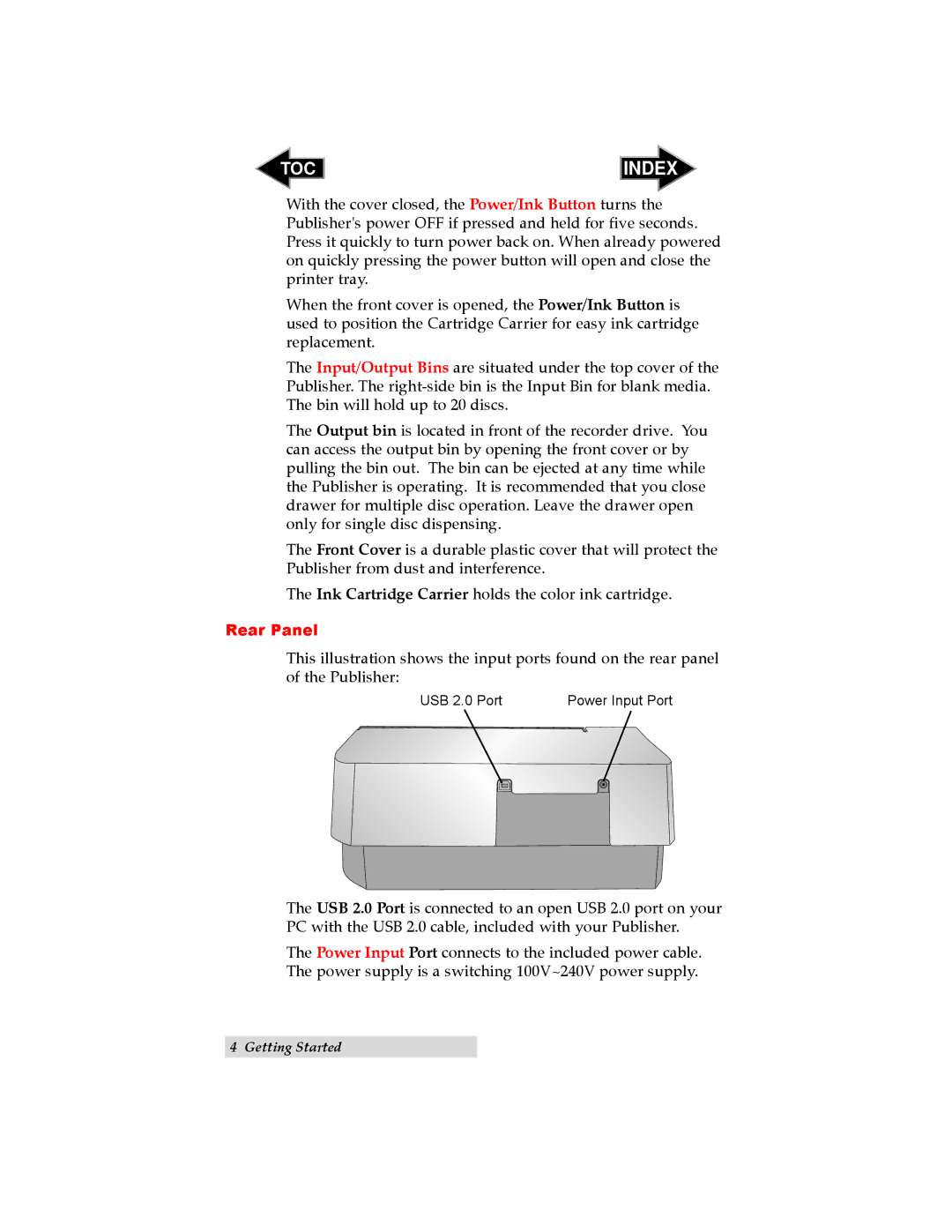 Primera Technology SE user manual Rear Panel 